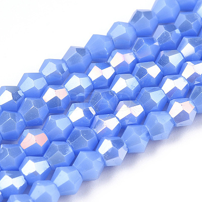 Opaque Solid Color Electroplate Glass Beads Strands LS-EGLA-A039-P2mm-B19-1