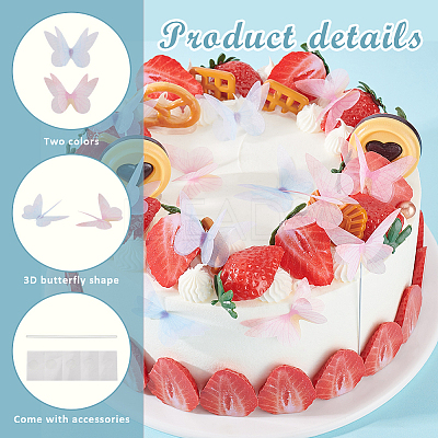 6 Sets 2 Colors Iron & Paper Butterfly Cake Toppers Decorations DIY-GA0007-53-1
