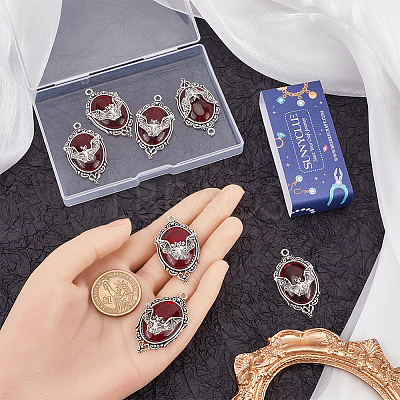 10Pcs Halloween Alloy Oval Pendants FIND-SC0011-18A-1