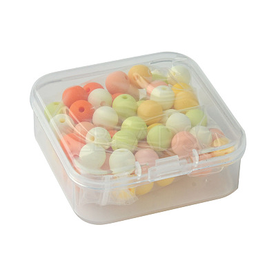 70Pcs Rubberized Style Acrylic Beads MACR-FS0001-71D-1