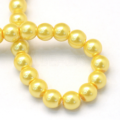 Baking Paint Pearlized Glass Pearl Round Bead Strands HY-Q003-4mm-67-1