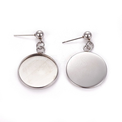 Tarnish Resistant 304 Stainless Steel Stud Earring Settings LS-STAS-L226-019C-P-1