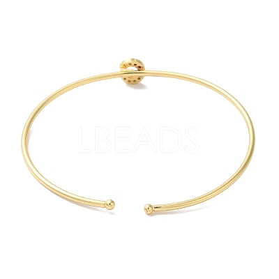 Rack Plating Brass Micro Pave Clear Cubic Zirconia Letter Open Cuff Bangles BJEW-A018-01G-G-1