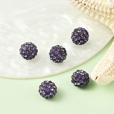 Half Drilled Polymer Clay Rhinestone Round Beads X-RB-H258-HD8mm-539-1