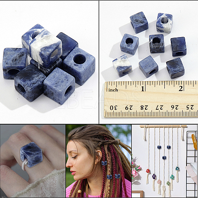 12Pcs Natural Sodalite European Beads G-NB0005-88F-1