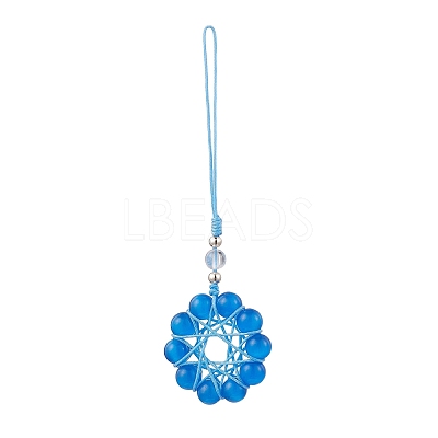 Cat Eye Flower Pendant Decorations HJEW-TA00419-03-1