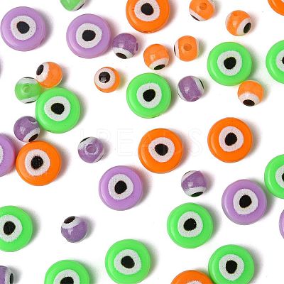 102Pcs 6 Colors Opaque Printed Acrylic Beads OACR-FS0002-36-1