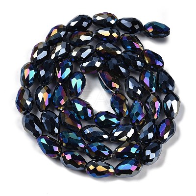 Opaque Solid Color Electroplate Glass Beads Strands EGLA-N013-P6mm-B01-1
