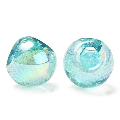 UV Plating Rainbow Iridescent Acrylic Beads X-OACR-G012-06-1