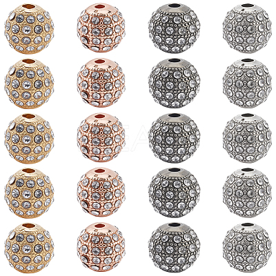20Pcs 4 Colors Alloy Rhinestone Beads FIND-PA0001-20-1