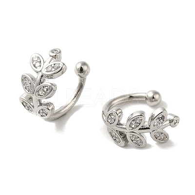 Rack Plating Brass Micro Pave Cubic Zirconia Cuff Earrings EJEW-R162-46P-1