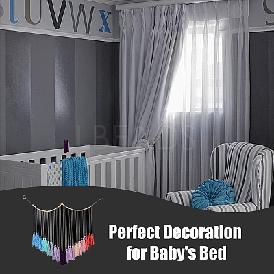 Woolen Yarn Boho Tassel Wall Hanging Ornaments HJEW-WH0071-02-1