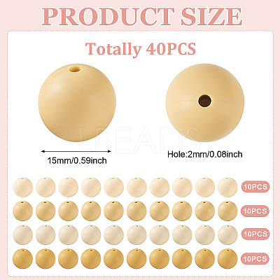 40Pcs 4 Colors Round Silicone Focal Beads SIL-TAD0001-02F-1