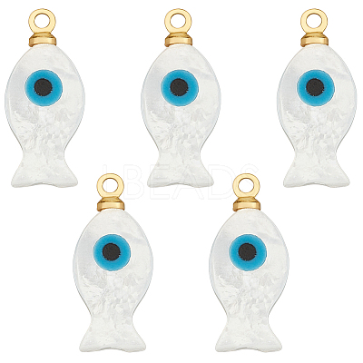 5Pcs Natural White Shell Pendants SHEL-BC0001-051-1