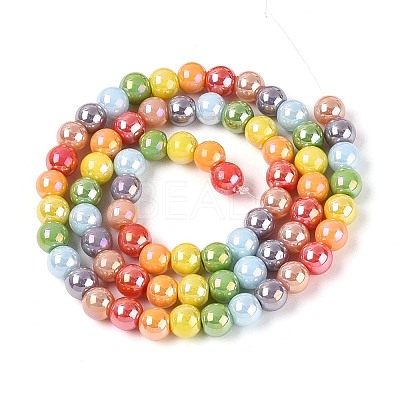 Electroplate Glass Beads Strands EGLA-N019-6mm-03-1