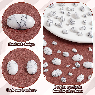66Pcs 8 Styles Synthetic Howlite Cabochons G-PH0002-66-1
