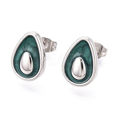 304 Stainless Steel Enamel Stud Earrings EJEW-T047-23P-1
