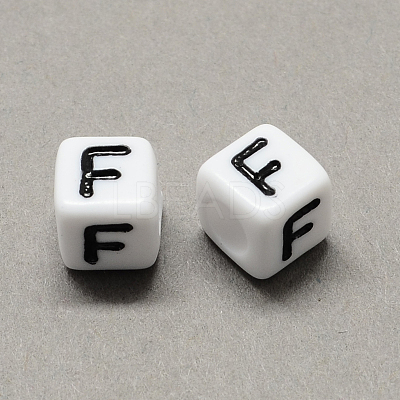 Large Hole Acrylic Letter European Beads SACR-Q103-6mm-01F-1