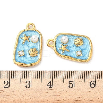 304 Stainless Steel Enamel Shell Shape Pendants STAS-I346-05G-01-1