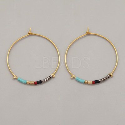 Bohemian Handmade Glass Seed Beads Hoop Earrings AM1646-5-1