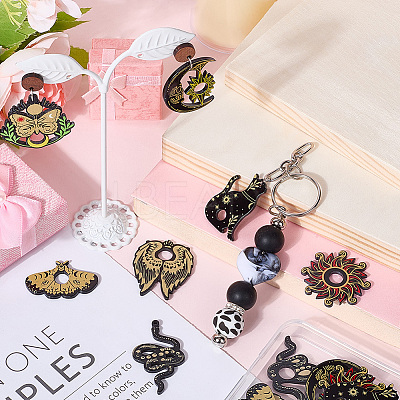 16Pcs 8 Styles Opaque Printed Acrylic Pendants OACR-SC0002-26-1