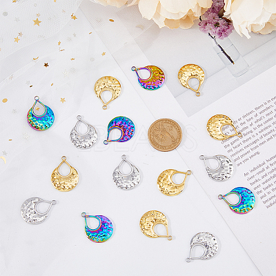 24Pcs 3 Colors 201 Stainless Steel Pendants Ion Plating(IP) STAS-DC0013-49-1