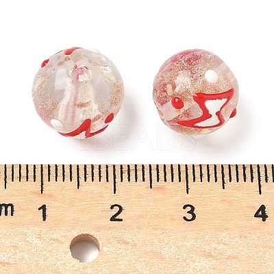 Luminous Handmade Enamel Gold Sand Glass Beads Strands LAMP-U004-08A-1