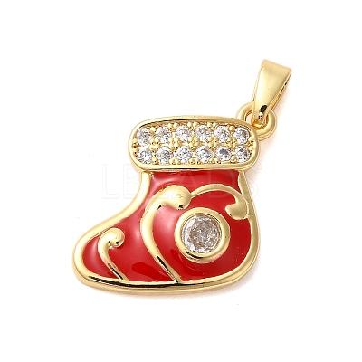 Christmas Theme Rack Plating Brass Cubic Zirconia Pendants KK-K385-119G-06-1