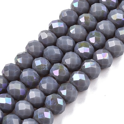 Electroplate Opaque Solid Color Glass Beads Strands LS-EGLA-A044-P6mm-L10-1
