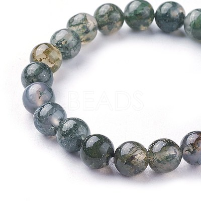 Natural Moss Agate Beads Stretch Bracelets X-BJEW-F380-01-B15-1