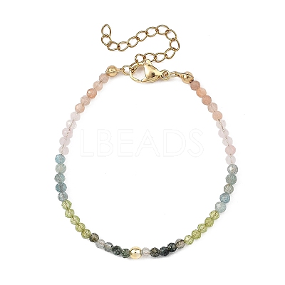 Natural Apatite & Peridot & & Moss Agate & Sunstone & Rose Quartz & Non-magnetic Synthetic Hematite Beaded Bracelets for Women BJEW-JB14094-03-1
