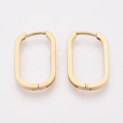 304 Stainless Steel Oval Hoop Earring Findings STAS-G317-02G-1