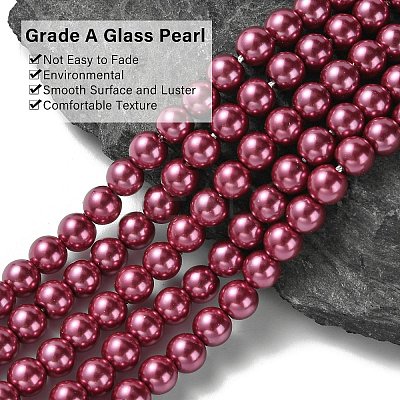 Eco-Friendly Dyed Glass Pearl Beads Strands X-HY-A008-6mm-RB027-1