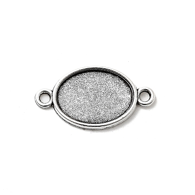 Tibetan Style Alloy Flat Oval Cabochon Connector Settings TIBE-M022-06AS-1