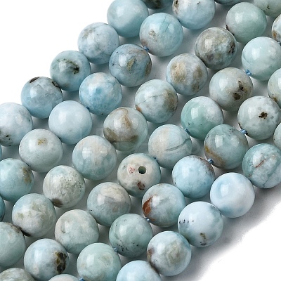 Natural Larimar Beads Strands G-B156-A01-6mm-1