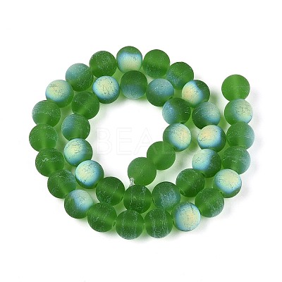 Frosted Transparent Glass Beads Strands GLAA-T032-T10mm-MBB07-1