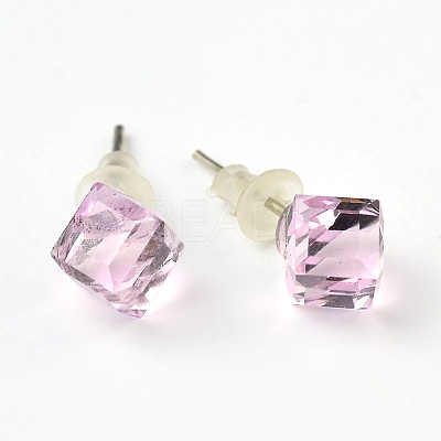 Shiny Glass Rhinestone Stud Earrings EJEW-F0039-M-1