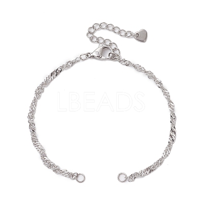 304 Stainless Steel Singapore Chain Bracelet Makings AJEW-JB01322-02-S-1