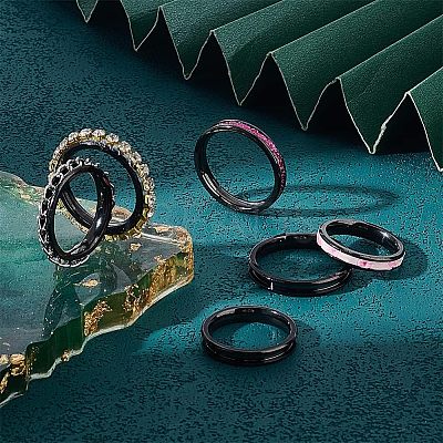 18pcs 6 Style 304 Stainless Steel Grooved Finger Ring Settings STAS-UN0040-58-1