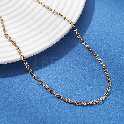 304 Stainless Steel Figaro Chain Singapore Chain Necklaces for Women NJEW-JN05591-1
