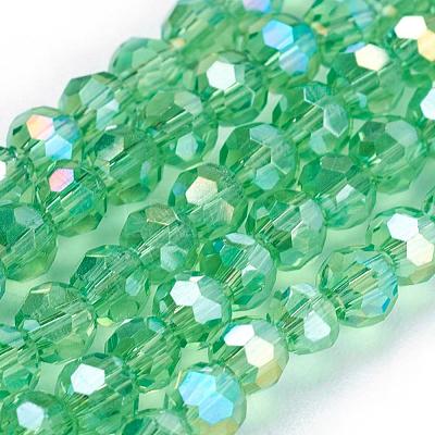 Faceted(32 Facets) Round Electroplate AB Color Plated Glass Beads Strands X-EGLA-D021-33-1