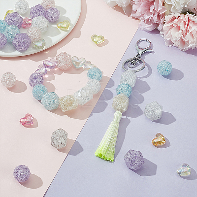 45pcs 3 styles Transparent Crackle Acrylic Beads TACR-PH0001-76-1