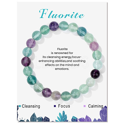 Synthetic Fluorite Beaded Stretch Bracelets LS-PW-WG7FE75-21-1-1