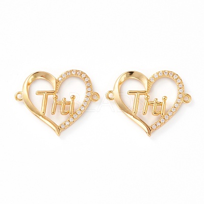 Brass Micro Pave Clear Cubic Zirconia Links ZIRC-Z007-15G-1