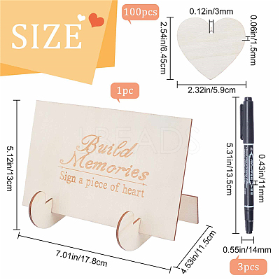 1 Set Wooden Wedding Guest Book Alternative AJEW-CP0005-17-1