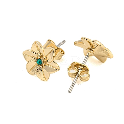 Brass Micro Pave Cubic Zirconia Ear Studs EJEW-P283-01G-05-1