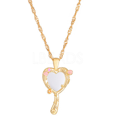 Heart Magic Mirror Alloy Pendant Necklaces for Women WH-WGD9B28-01-1