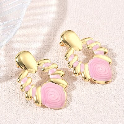 304 Stainless Steel Enamel Stud Earrings SA-CBA46AF-09G-1