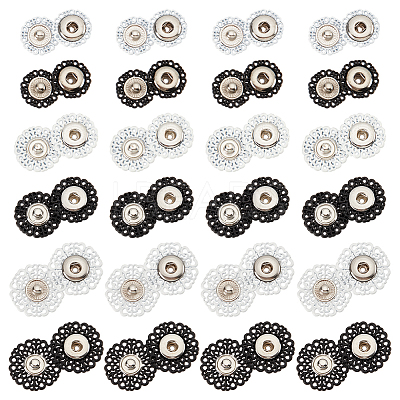 24 Sets 6 Style Zinc Alloy Snap Buttons BUTT-NB0001-49-1