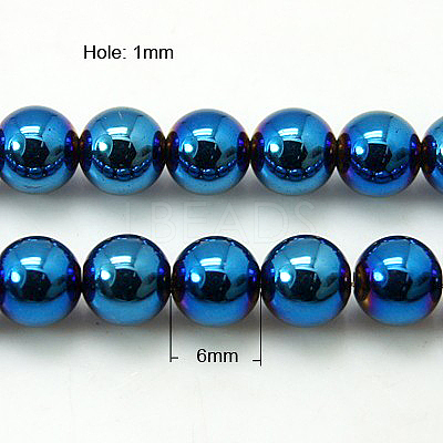 Non-Magnetic Synthetic Hematite Beads Strands G-C019-6mm-1